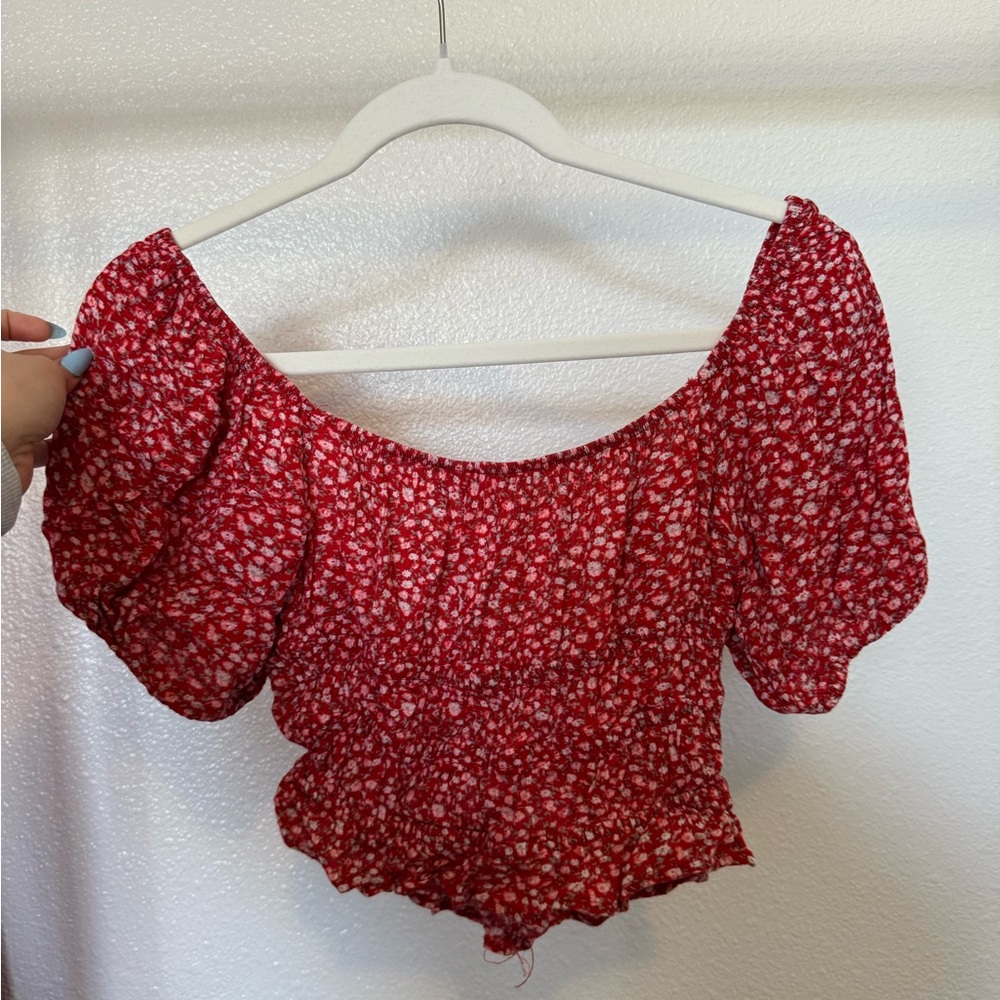Red Floral Women's Top